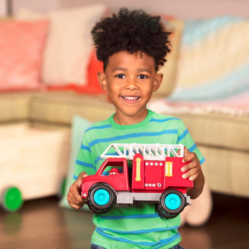 Battat â€“ Vroom! Fire Engine Transport Toy with Movable Parts & 2 Firefighters â€“ Classic Toddler Trucks â€“ Kids Construction Toys â€“ Soft Rubber Wheels â€“ 18+ Months - Image 2